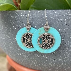 Turquoise and Silver Dangle Earrings